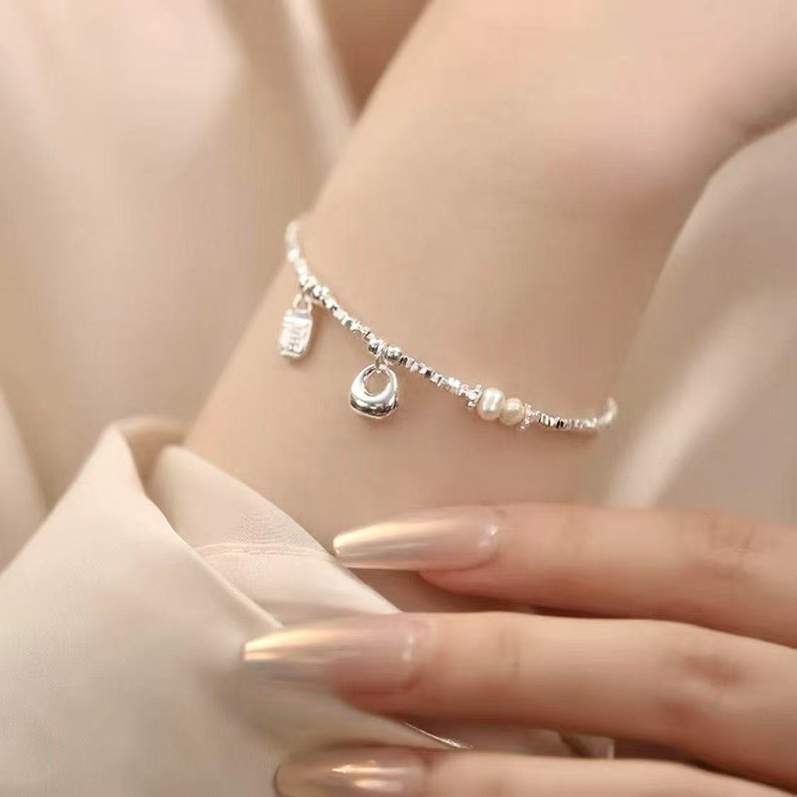 T【新品项链】999银小胖福手链原创中式风锁福牌高级感手串