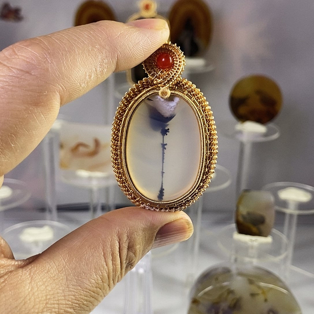 合成碳硅石非金属时尚图纹画面石饰品