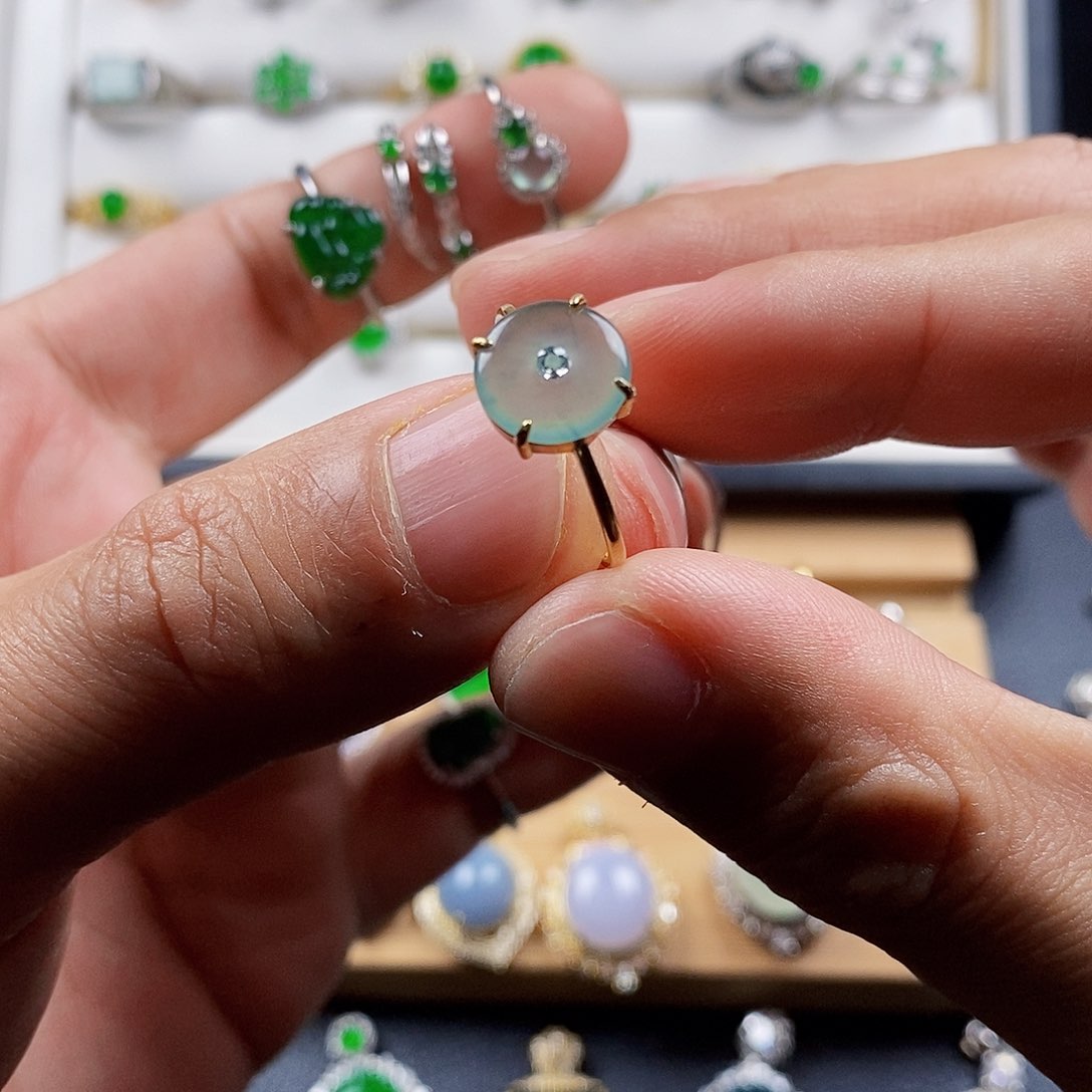 银S925镶嵌戒指翡翠戒指