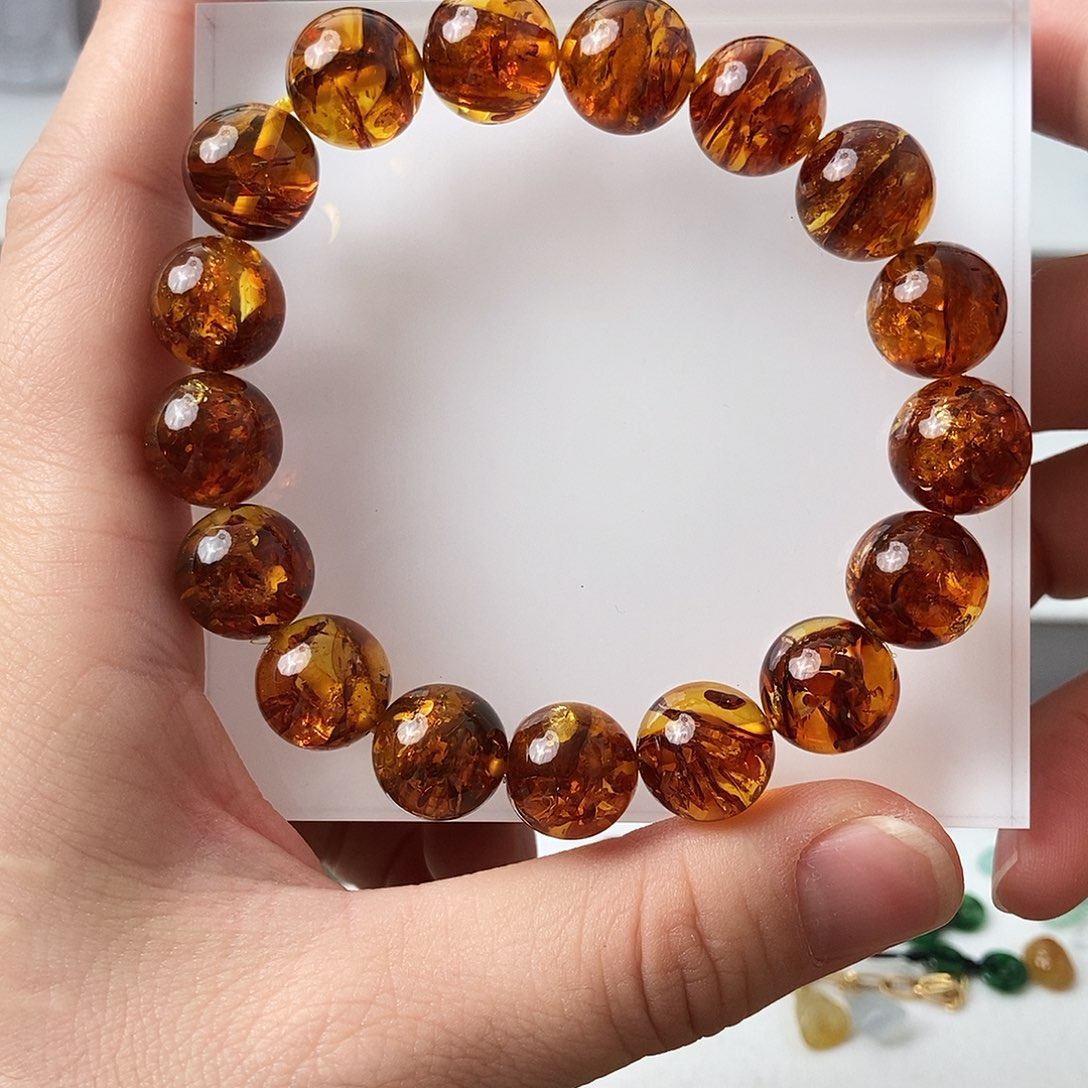 琥珀未镶嵌颈饰花珀大