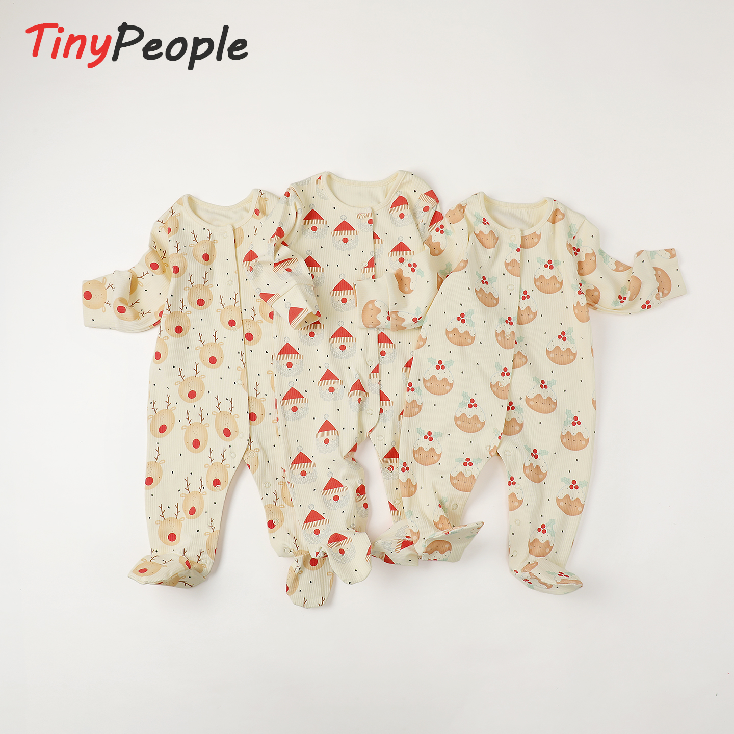 宝宝圣诞衣服加厚包脚连体衣洋气可爱婴儿喜庆长袖哈衣爬服