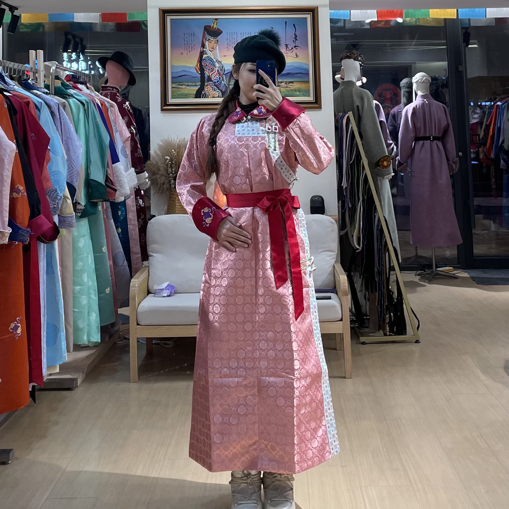 传统民族风长款气质显瘦女士四季款蒙古袍131226