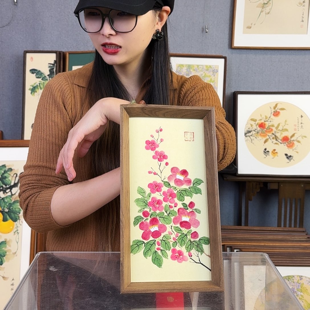 书法手绘带框尺寸：16*29