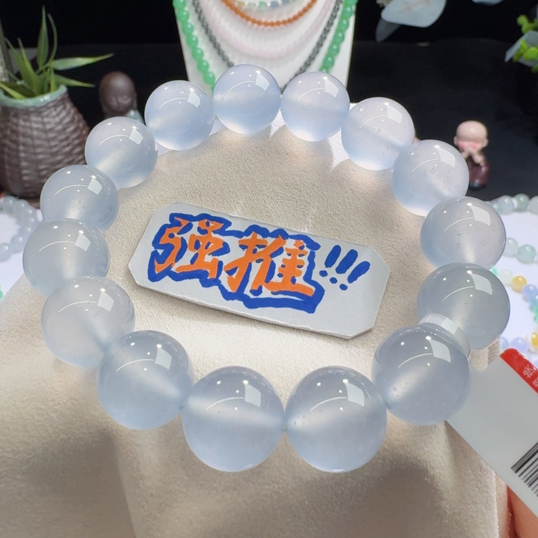 手链翡翠未镶嵌霸气十足木纳蓝钢单圈13.9mm
