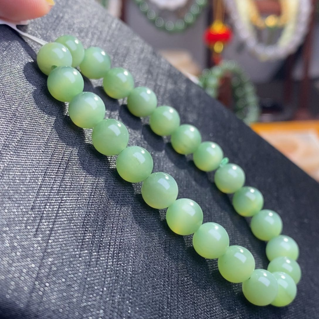 和田玉碧玉猫眼手串8MM未镶嵌