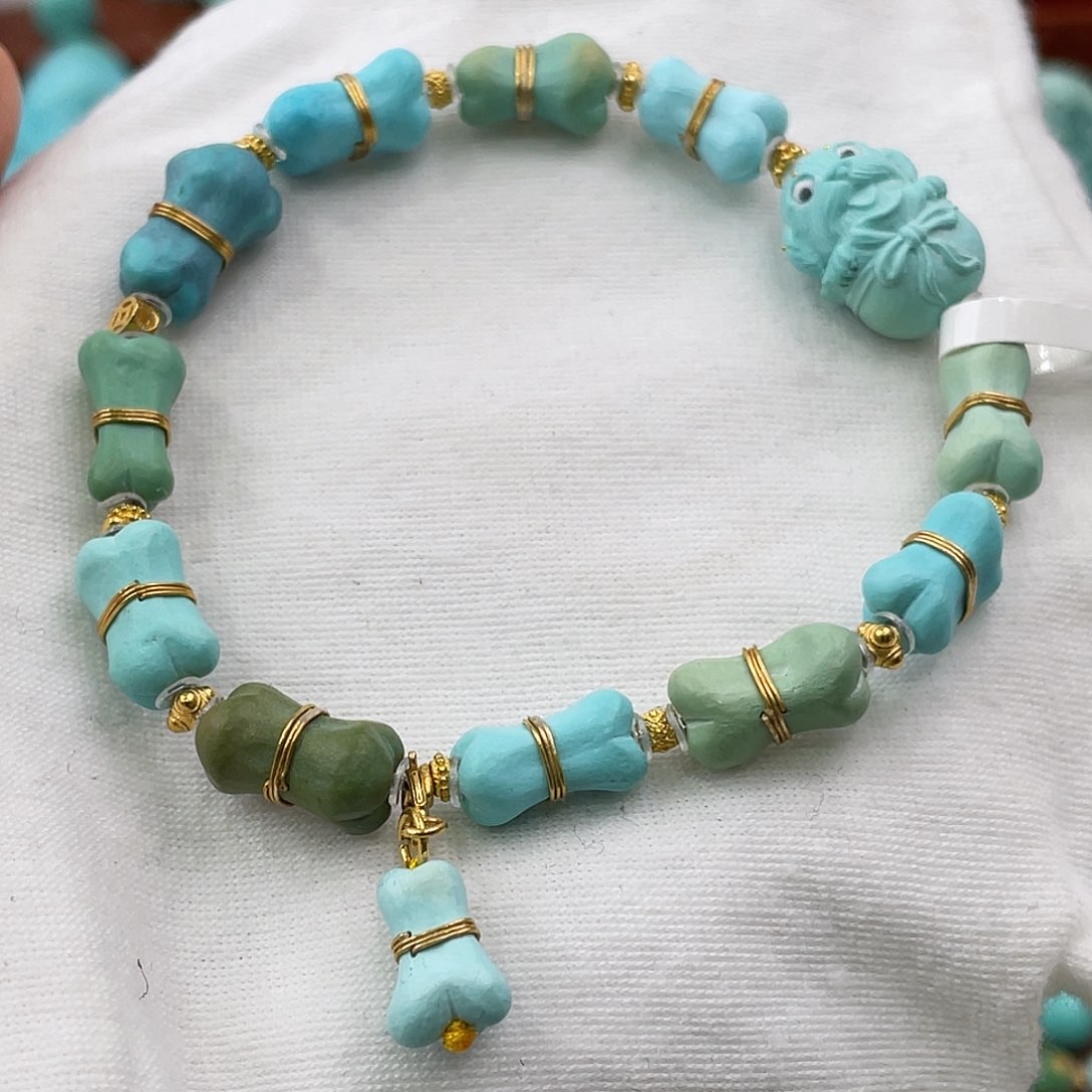 绿松石18K金镶嵌珠宝半成品