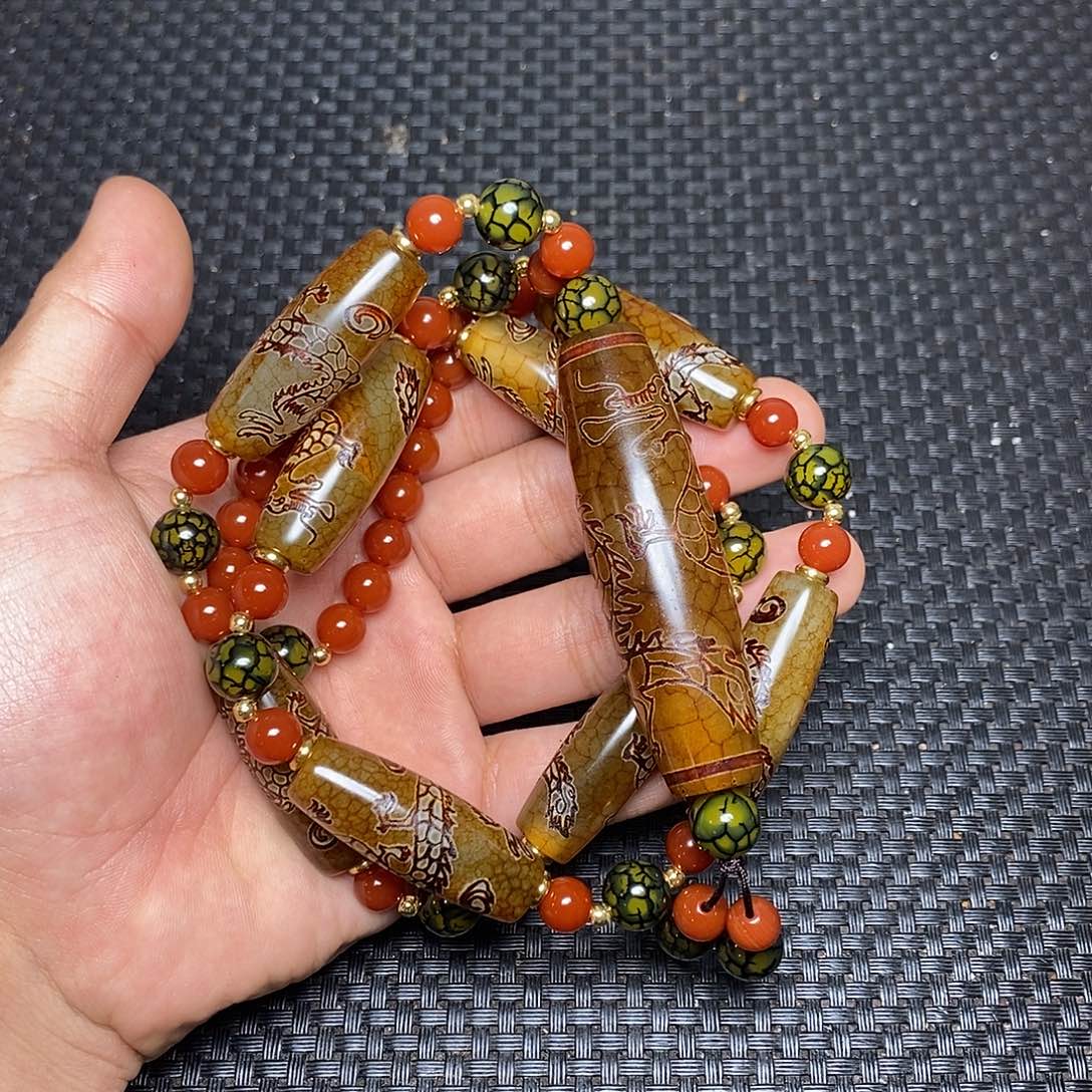 风***色玛瑙/玉髓未镶嵌手链