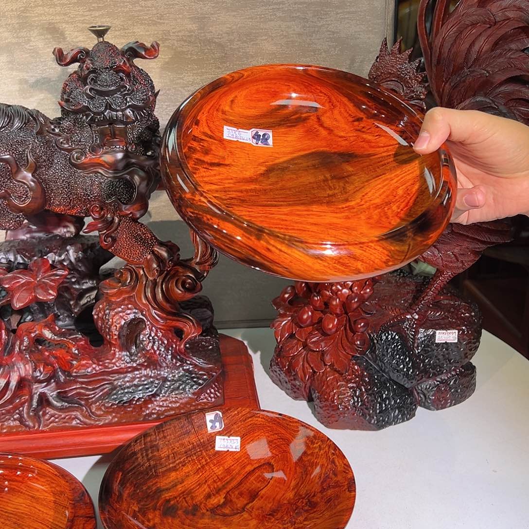 木大红酸枝整料车果盘