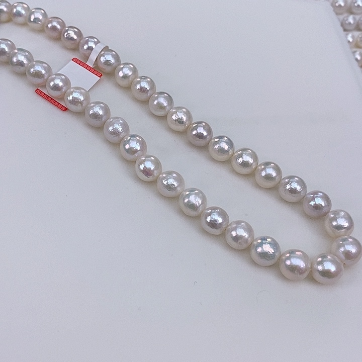 淡水珍珠颈饰银S925镶嵌10左右糖纸炫彩青蓝光项链