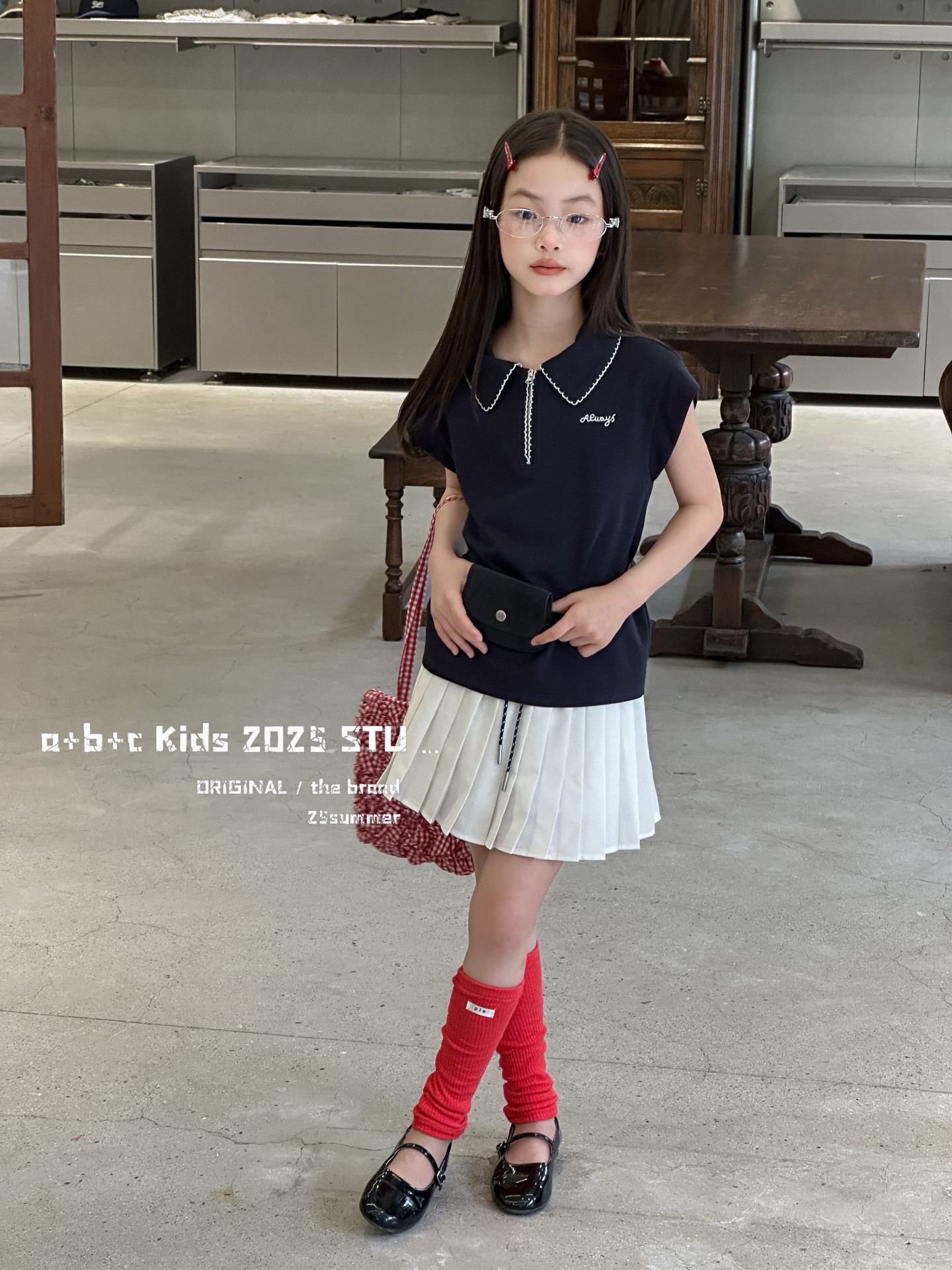 女童夏季短袖POLO领T恤短裙套装学院风可爱童装