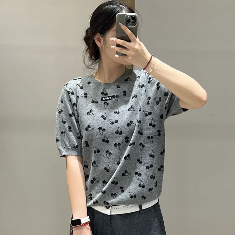 【现货】FIZZFLY | 25设计师品牌新款秋季樱桃提花圆领针织短袖