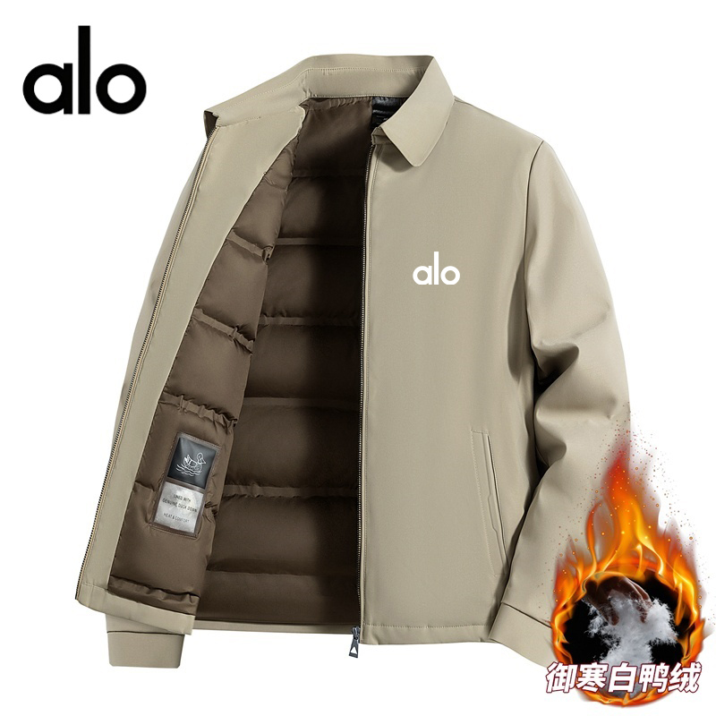 ALO秋冬季新款美式休闲加厚保暖50%白鸭绒外套男款翻领羽绒服