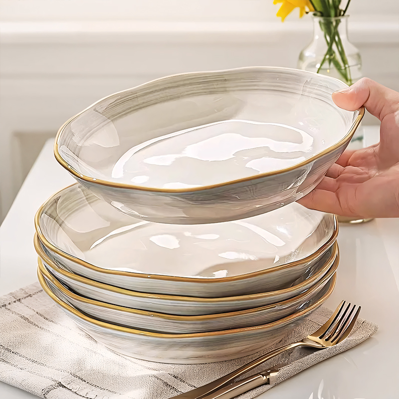 釉下彩陶瓷盘子菜盘家用2025新款高级感轻奢碗碟餐具碟子餐盘深盘