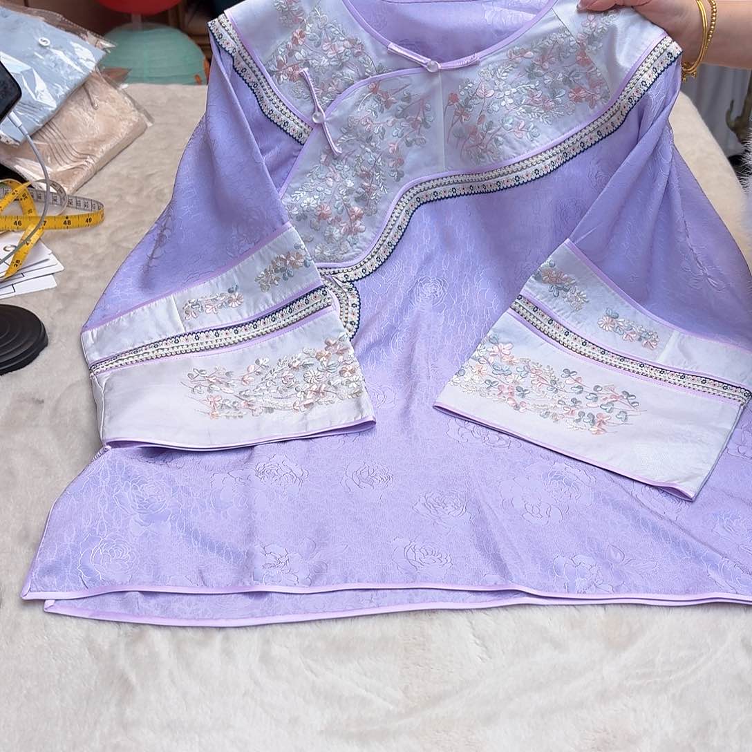 刺绣108胸围斜襟上衣，66衣长