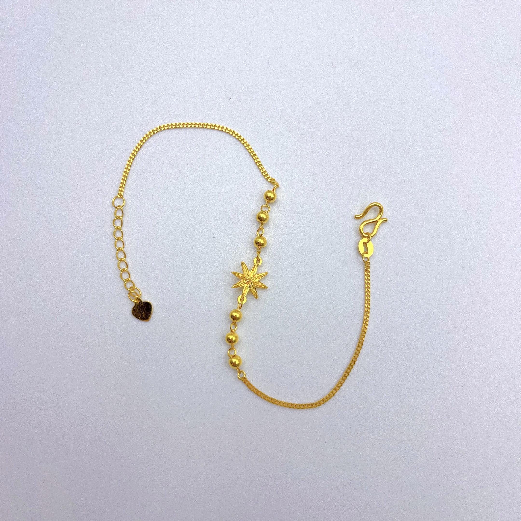 黄金足金999六芒星黄金手链5G精工美丽时尚大方流行百搭经典