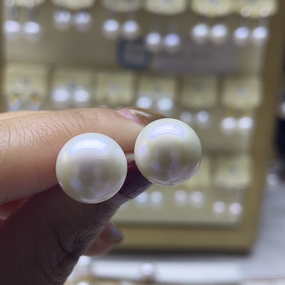 银S925镶嵌淡水珍珠耳饰