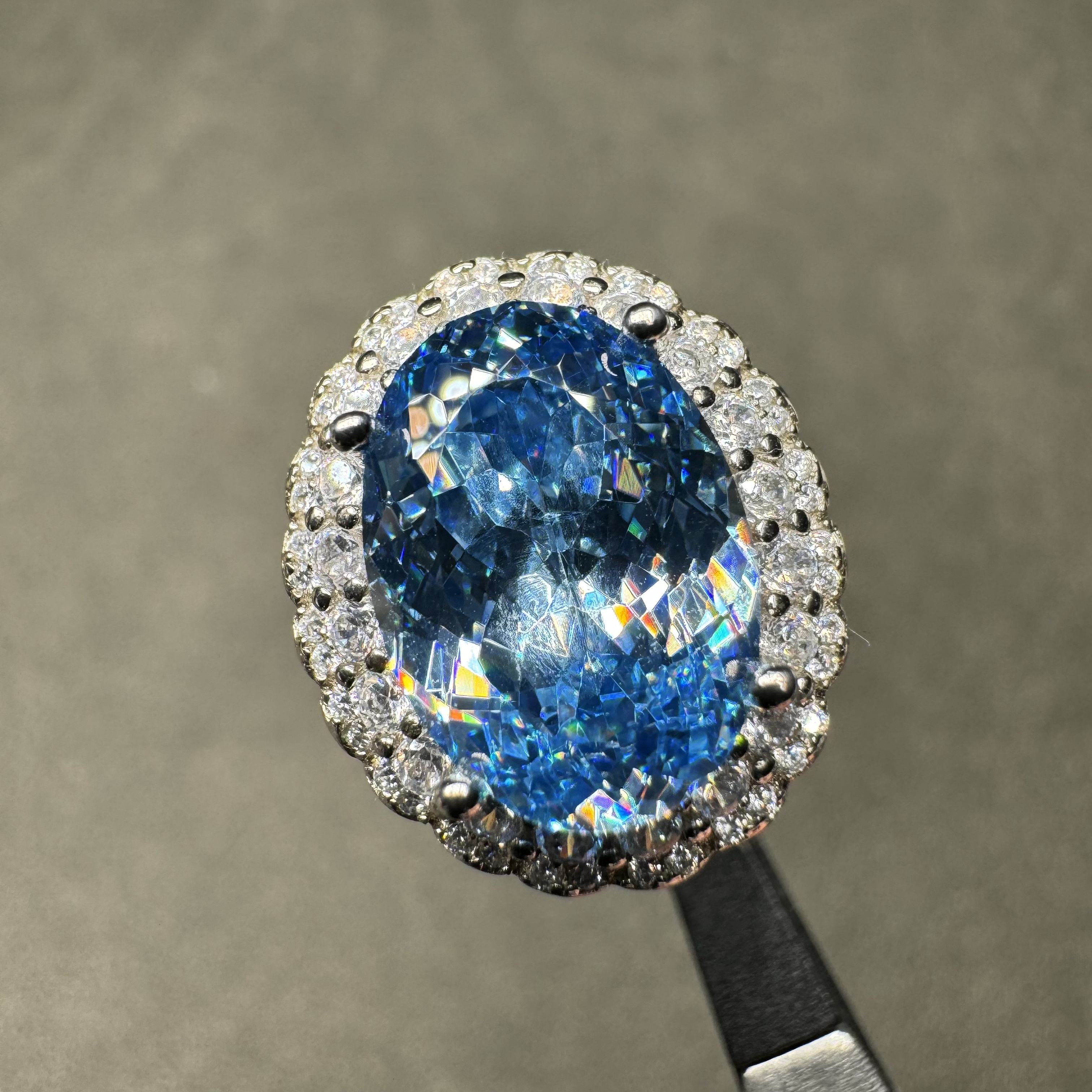 925银戒指 轻奢 s925银 重工豪镶 圣玛利亚色10*14戒指035