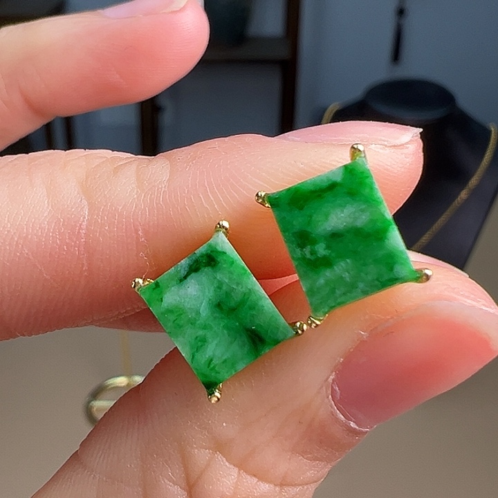 翡翠耳饰银S925镶嵌耳饰82