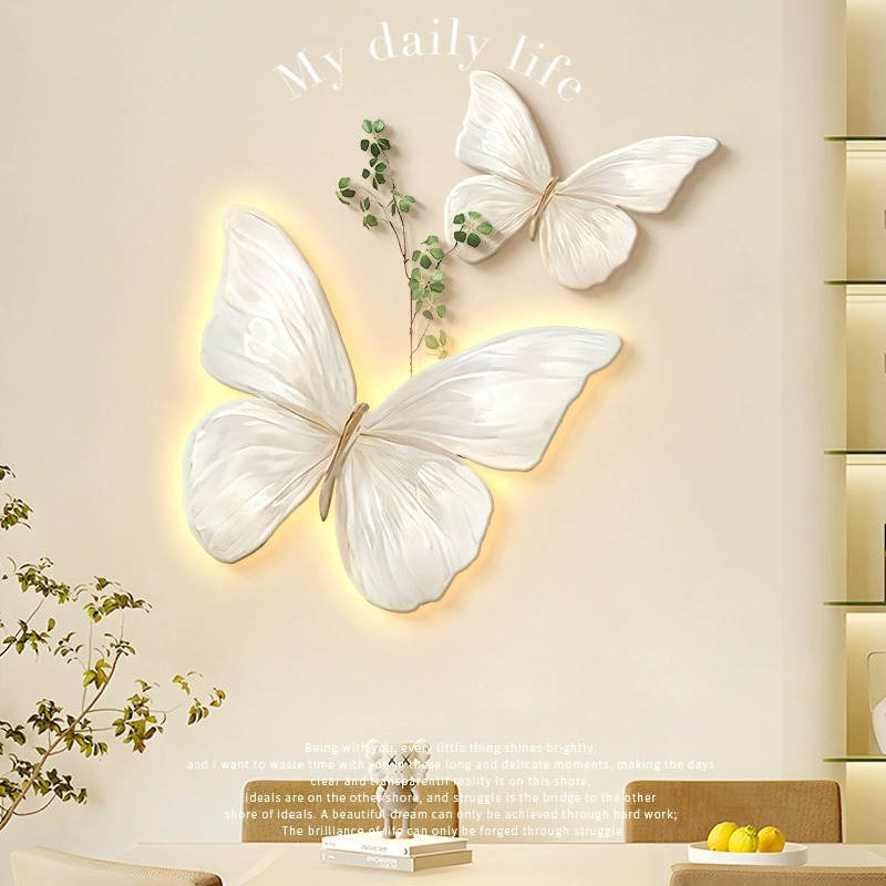 法式奶油风蝴蝶餐厅装饰画壁画卧室走廊客厅墙面挂件立体玄关挂画