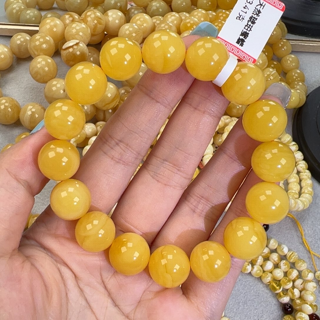 琥珀未镶嵌手链23.4焦皮
