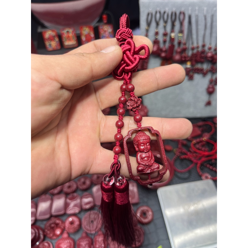 含辰砂工艺品天然辰砂（正品朱砂）时尚宝宝车挂可以定制
