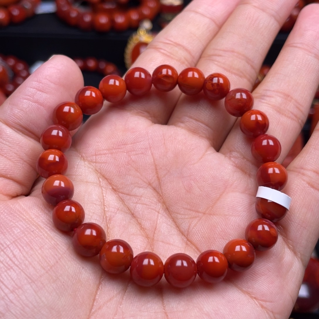 南红玛瑙珠宝奇石未镶嵌单圈8mm