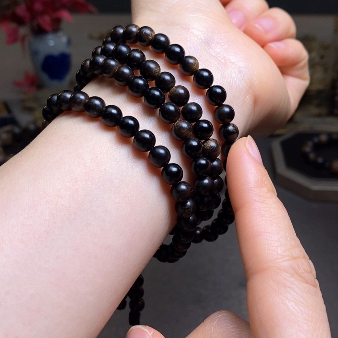 沉香手串越南芽庄白棋楠瘤疤0.6×108