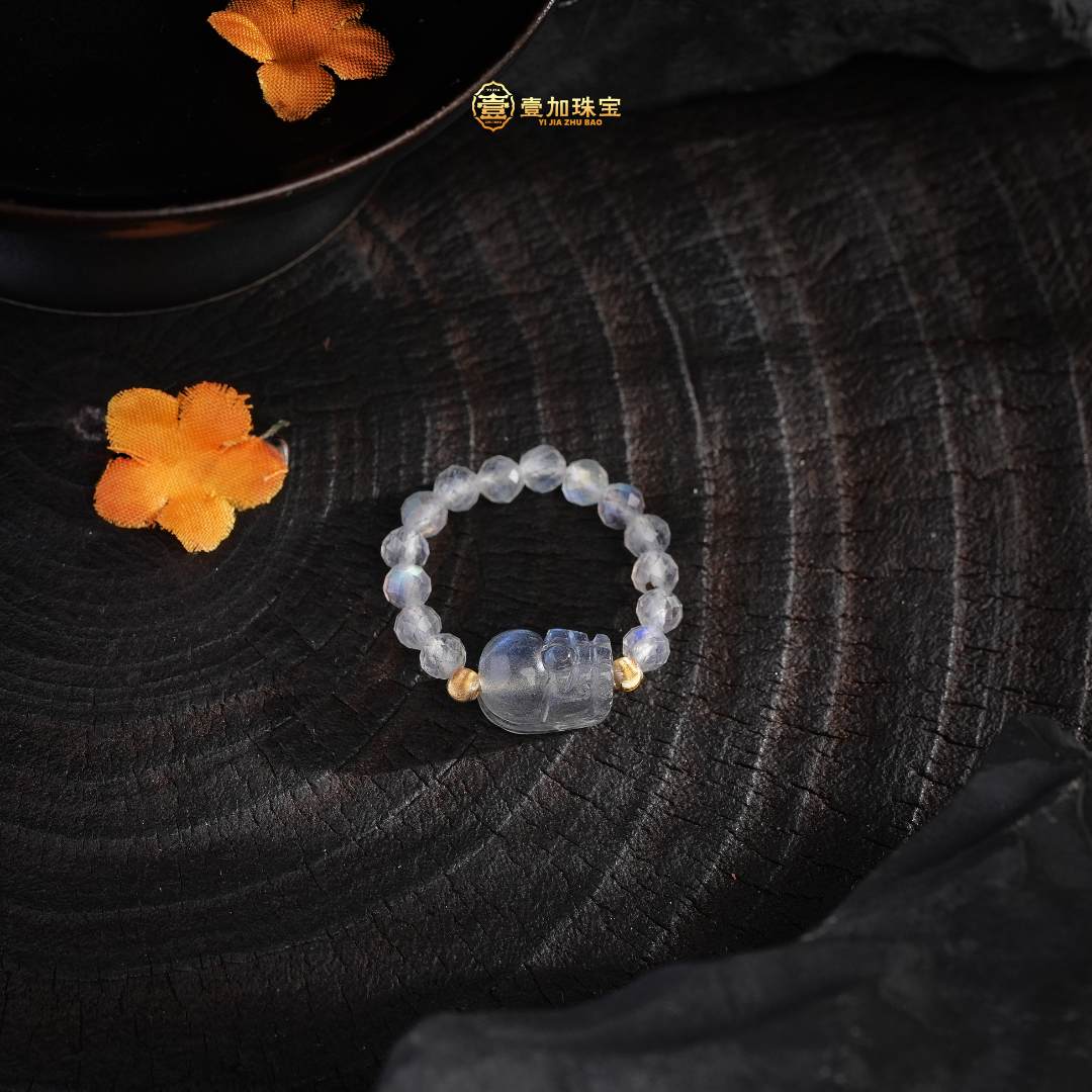 壹加维尼|手工设计天然水晶月光宝戒圈多样性发一0259ww
