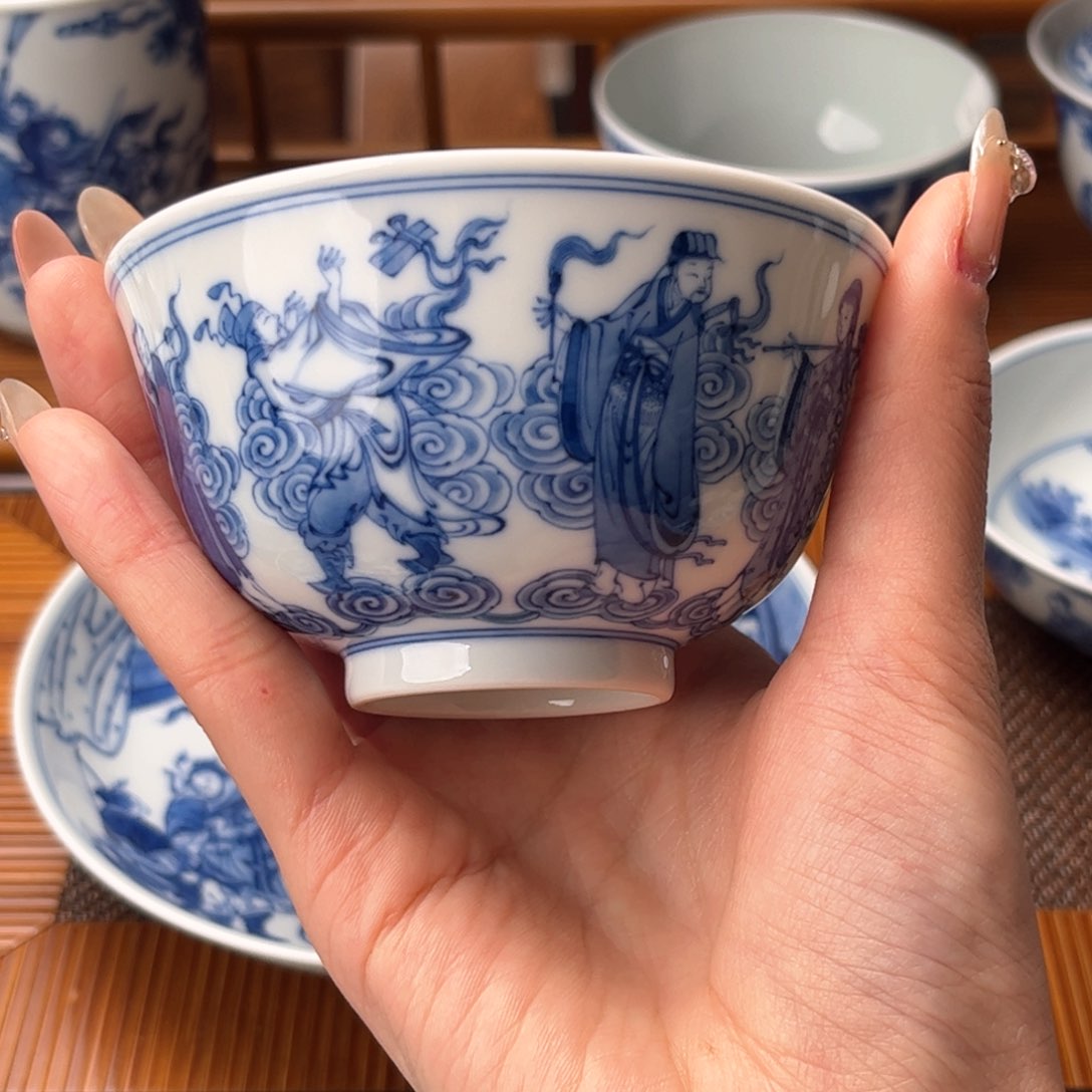 夜***空八仙主人杯陶瓷手工