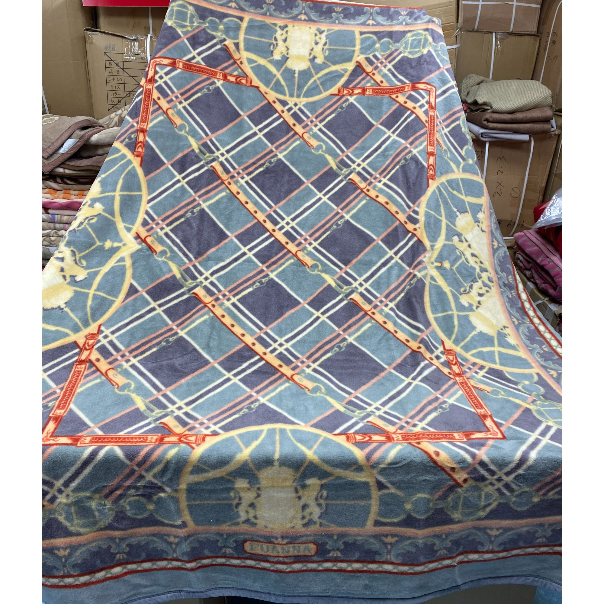 尾货羊毛毯5.7斤单层纯羊毛毛毯蓝色铺床绒毯子床盖被子