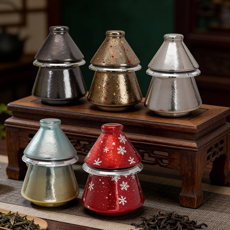 【米小西】新款内外纯钛220ml松文化多功能泡茶器旅行便携小茶杯