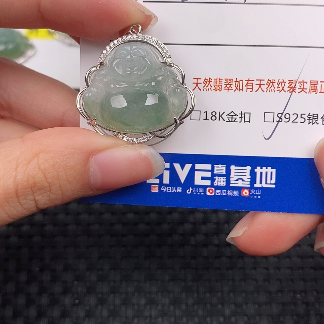 翡翠银S925镶嵌颈饰佛公