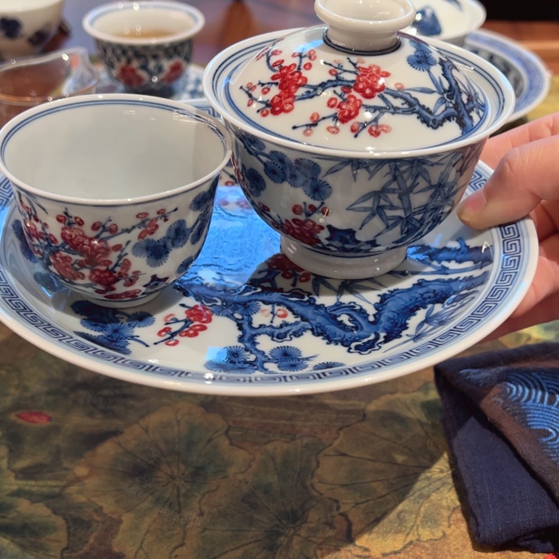 人***年陶其他松竹梅釉里红套组