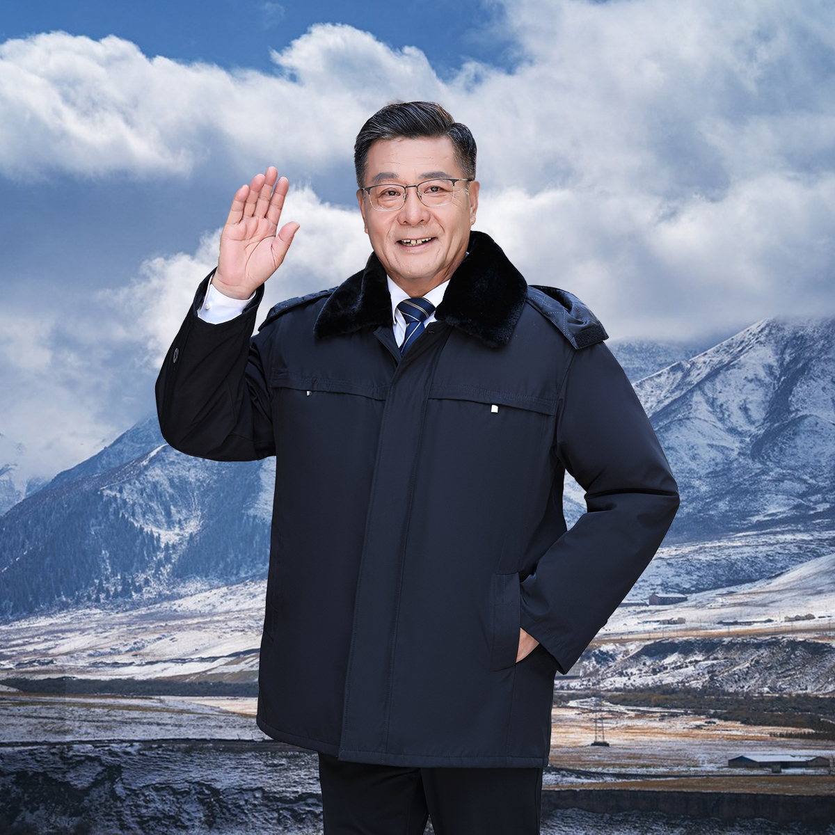 羊毛棉袄男士皮毛一体中老年派克服长款羊皮棉衣皮袄冬季羊毛外套