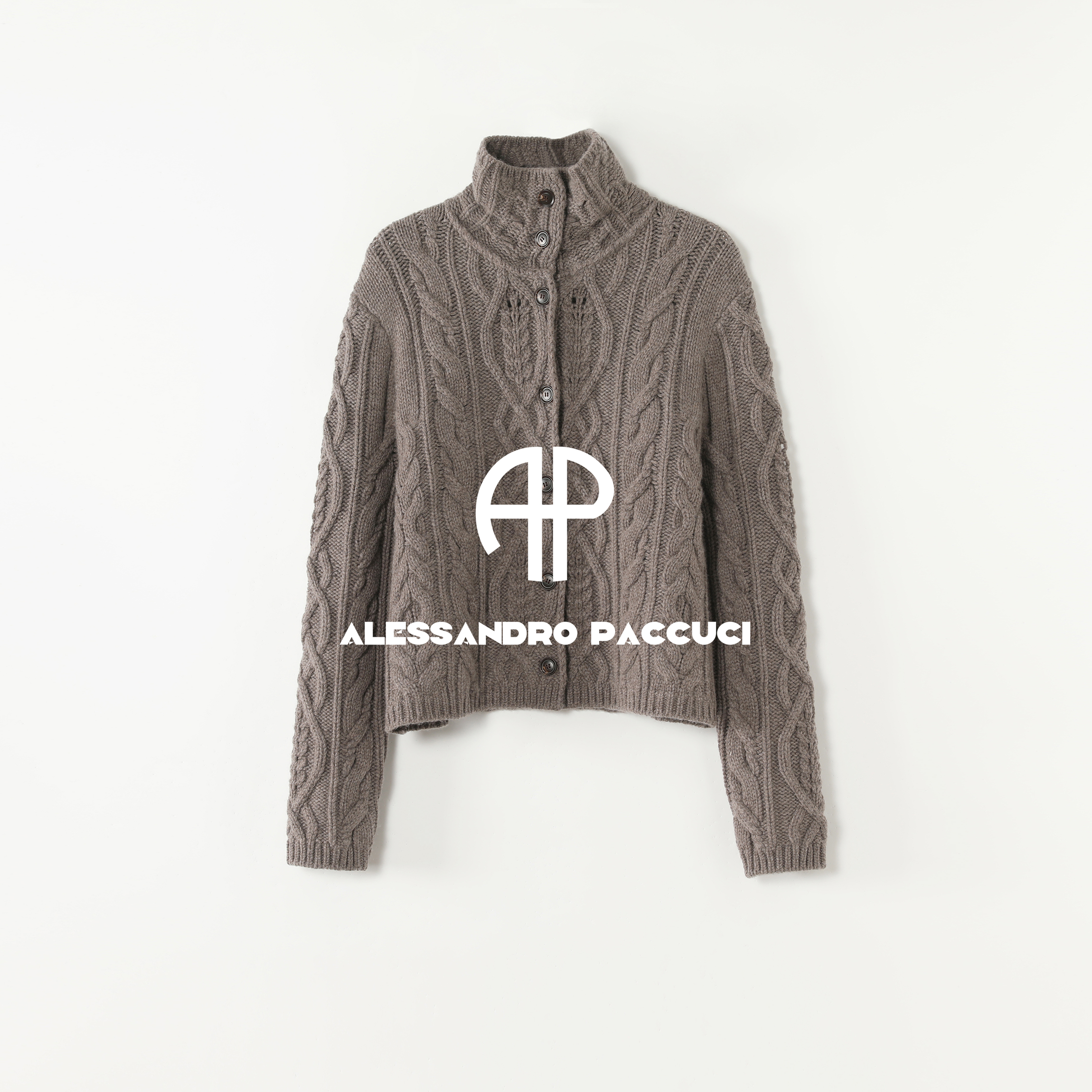 AP洛哥53260SK【小麻花】羊毛+羊绒立体绞花翻领时尚复古针织开衫