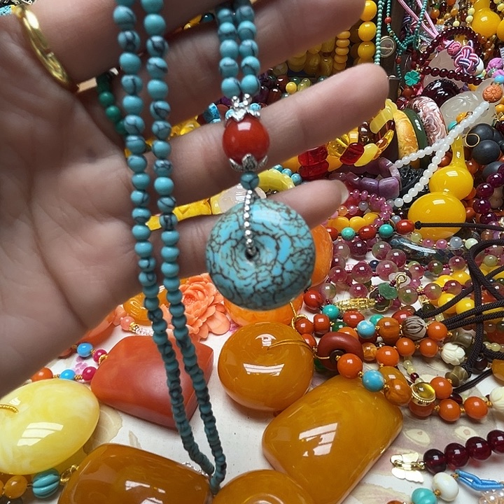 树脂制品785扣子蓝色一套