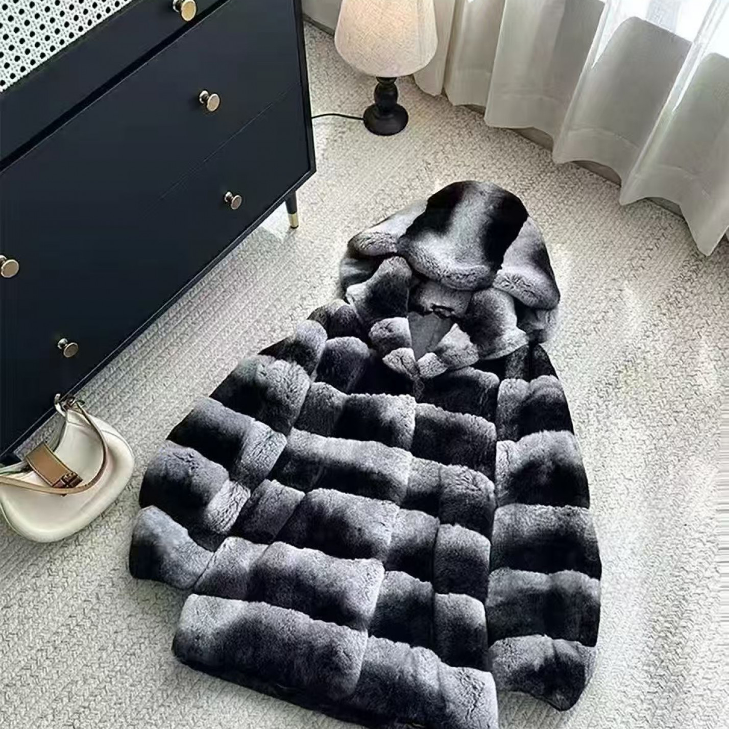 【8841】冬季新款高级中长款龙猫獭兔戴帽子