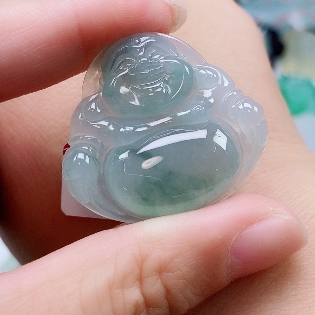 用***4翡翠未镶嵌颈饰天然缅甸A货翡翠佛公