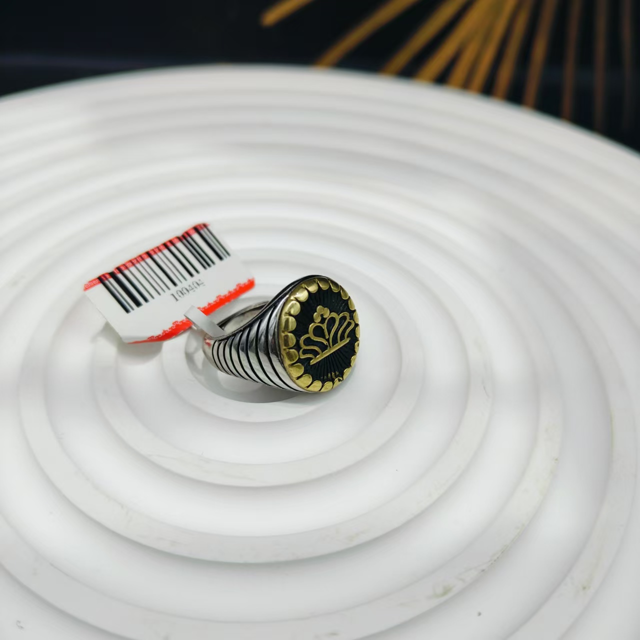 925银琉璃戒指 银戒指男士手工气质轻奢时尚复古红色中古镶嵌