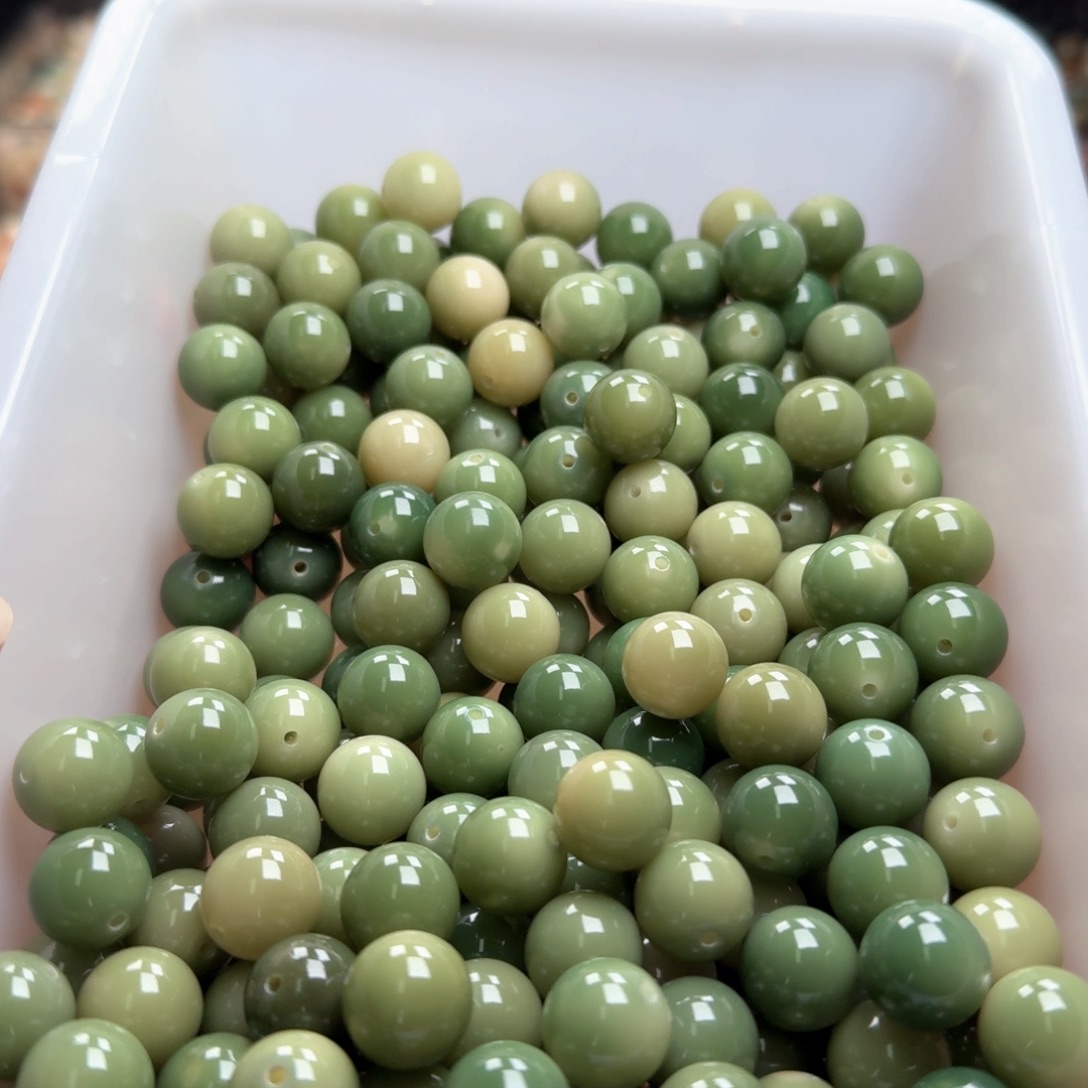 菩提根/象牙果吊坠50颗薄荷奶绿12.5圆