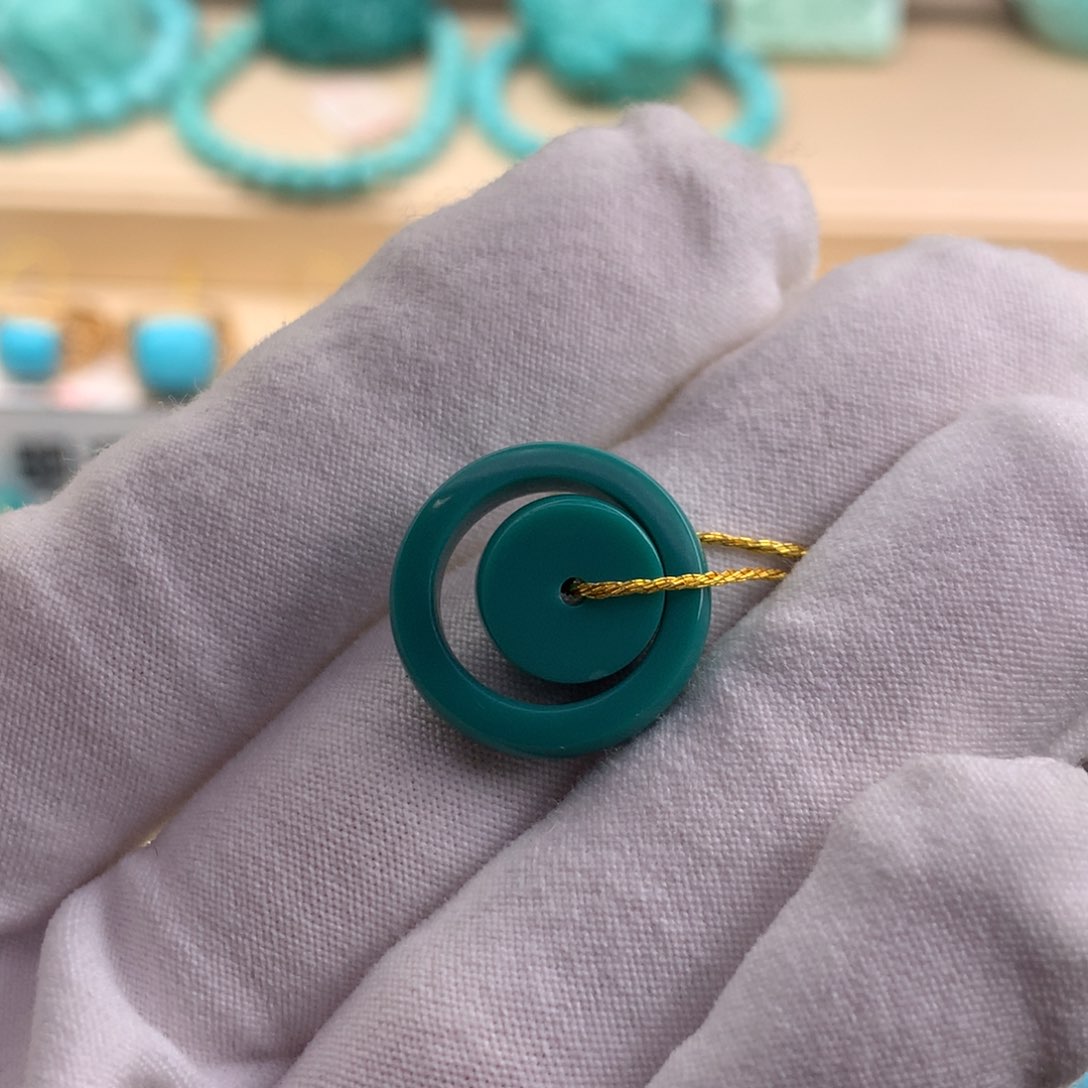 绿松石珠宝奇石未镶嵌内径12.3