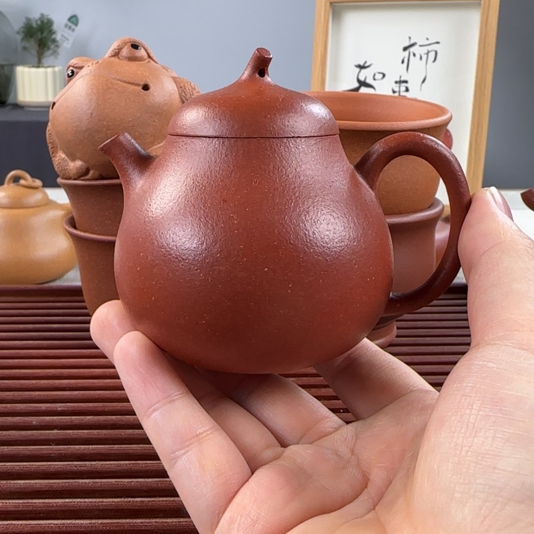 紫砂茶壶微瑕精挑红降坡茄瓜150ml