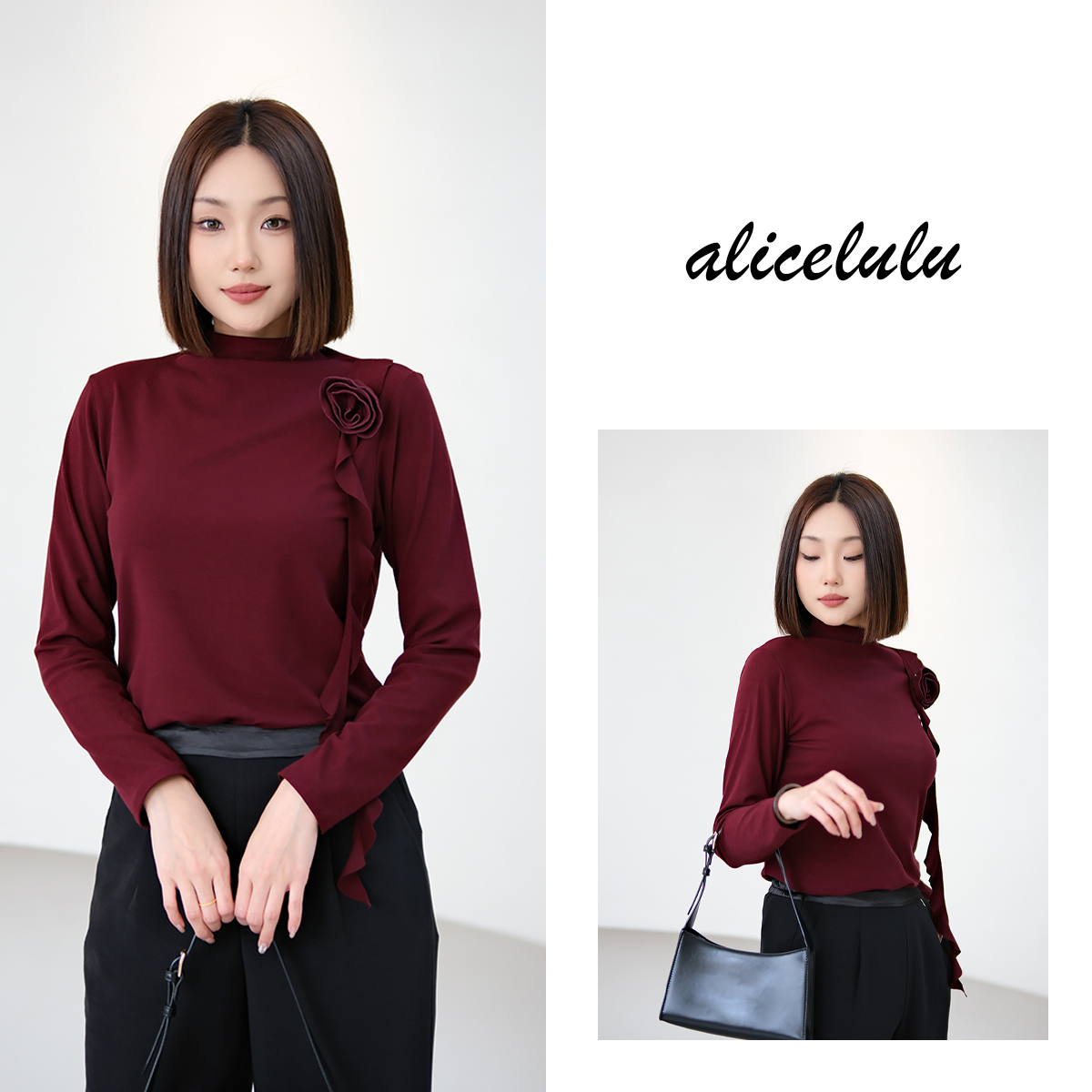 1ALICE“艺术之花”上衣绮丽繁花褶皱温婉S2142141T