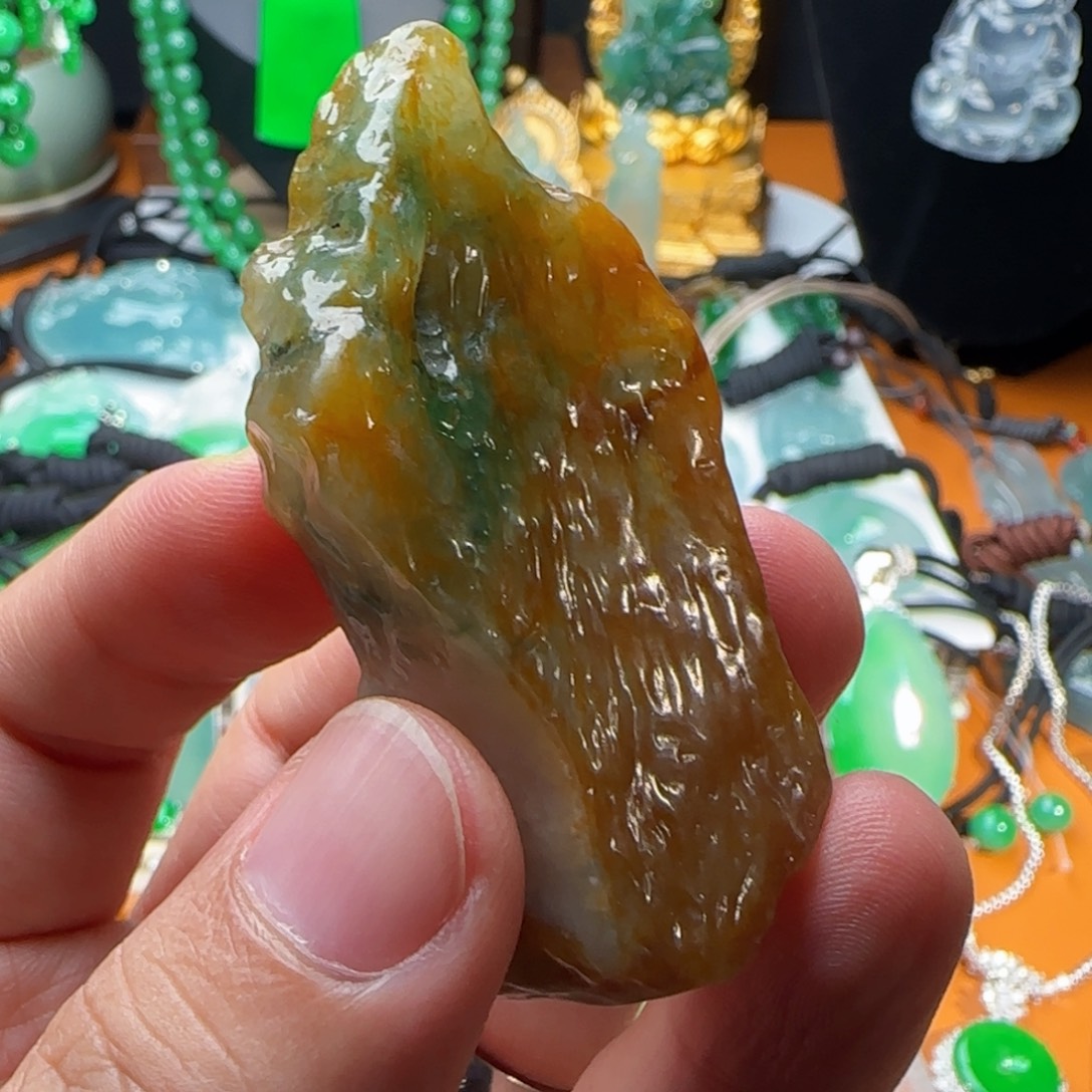 未镶嵌定制翡翠冰三彩材料 