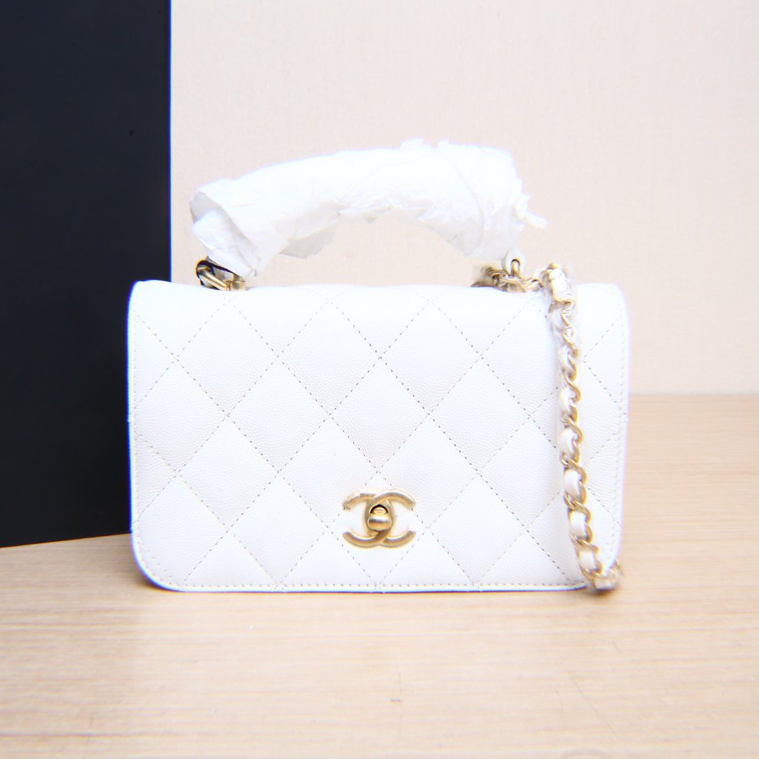 99新 Chanel/香奈儿 黑黑精选 23B手柄 CF口盖包 大mini 风琴包