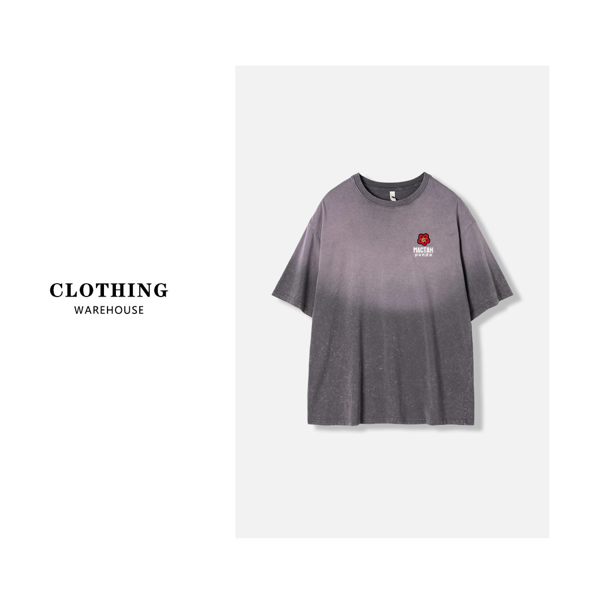 C138 美式重磅潮牌高品质扎染水洗做旧240克100棉短袖T恤023浅紫