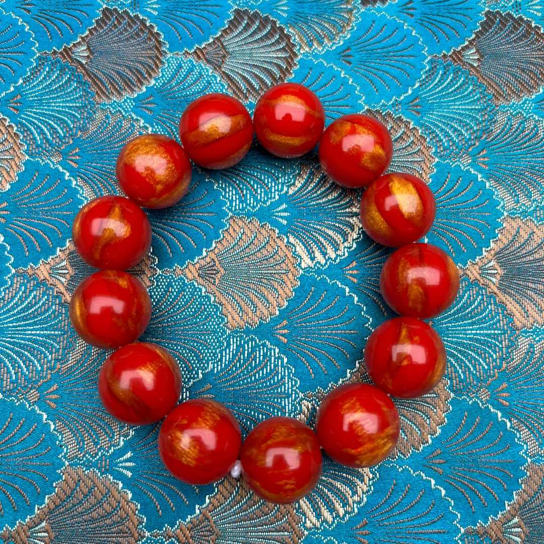 【器物炎灵 】lz红色圆珠手串（不带礼盒）