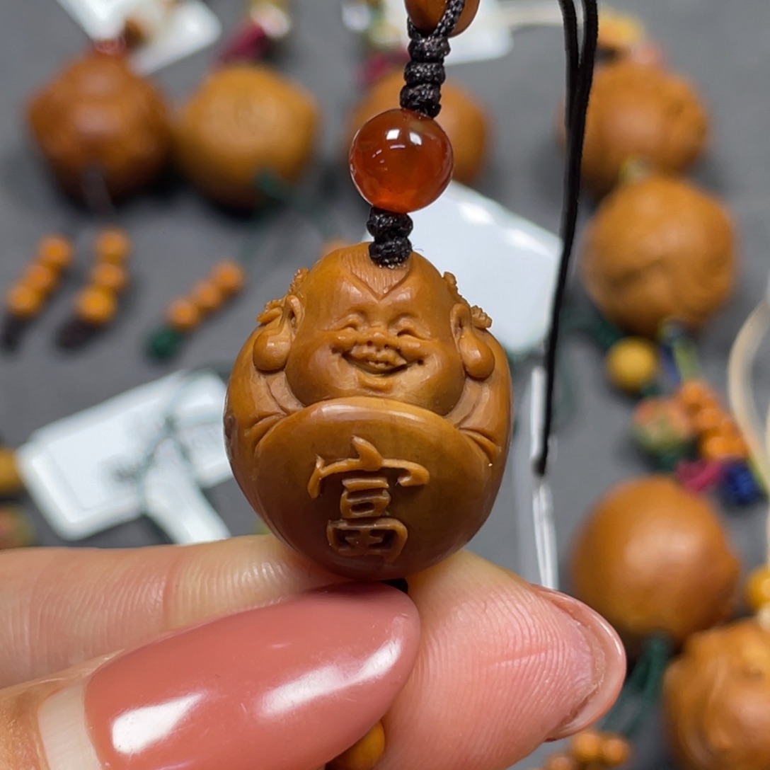 橄榄核吊坠阿福单子