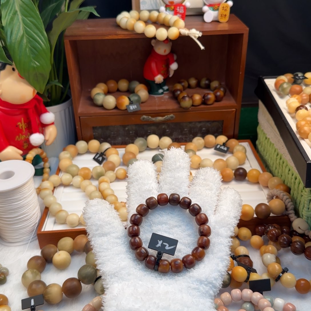 菩提根/象牙果手串我12桶珠咖色系瑕疵2