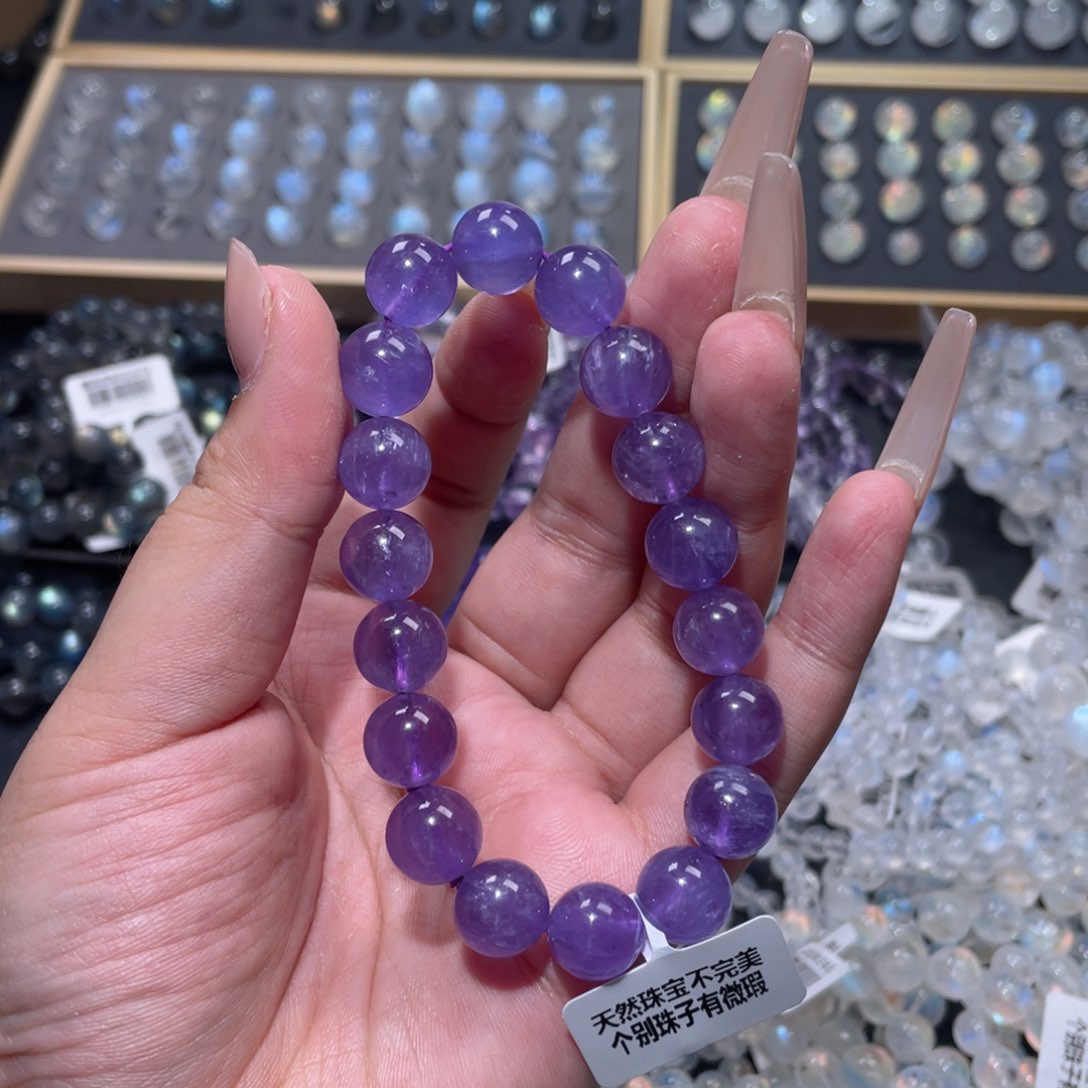 ****瓶水晶手链未镶嵌薰衣草紫兔毛手链11.5mm